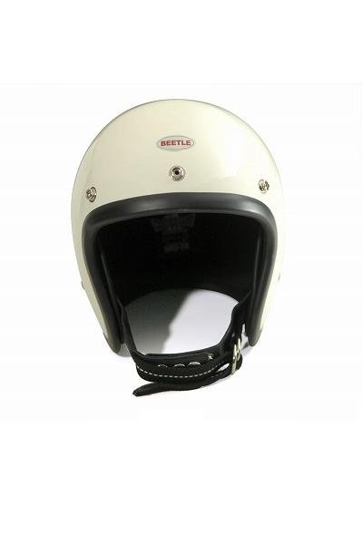 画像1:  Beetle500-TX JET HELMET (アイボリー・シングルストラップ)  (1)