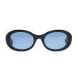 画像1: [FLUTTER] Acetate Narrow Oval Glasses BLACK BLUE lens (1)