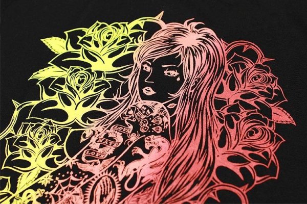 画像3: [PARASITE] ROSE LIP S/S T-SHIRT BLACK (3)