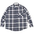 画像1: [FLUTTER] Regular Collar Check Shirt NAVY (1)