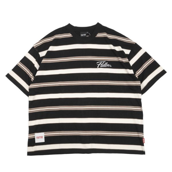 画像1: [FLUTTER] Multi Border B/S S/S Tee　BLACK (1)