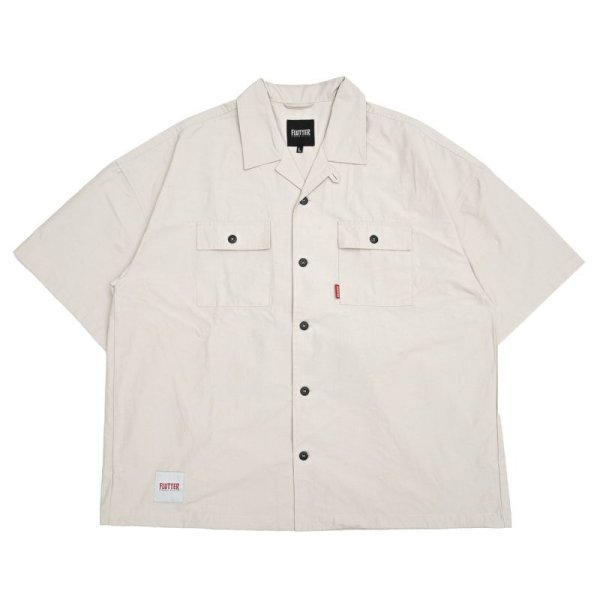 画像1: [FLUTTER] T/C Open Collar S/S Work Shirts　L.BEIGE (1)